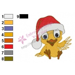 Baby Bird Santa Embroidery Design
